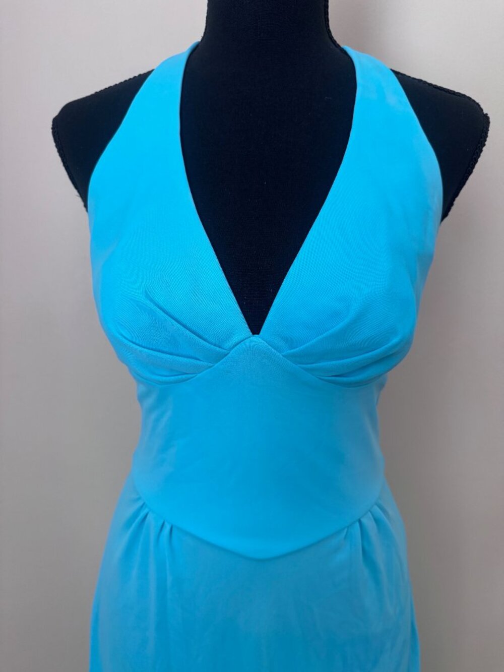Vintage 1970s Sky Blue Halter Maxi Dress | 70s Disco Goddess Gown